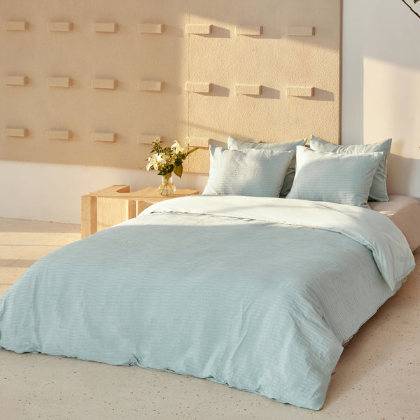 Latitude Run® Obetz Mint Green Standard Cotton Reversible 5 Piece Duvet